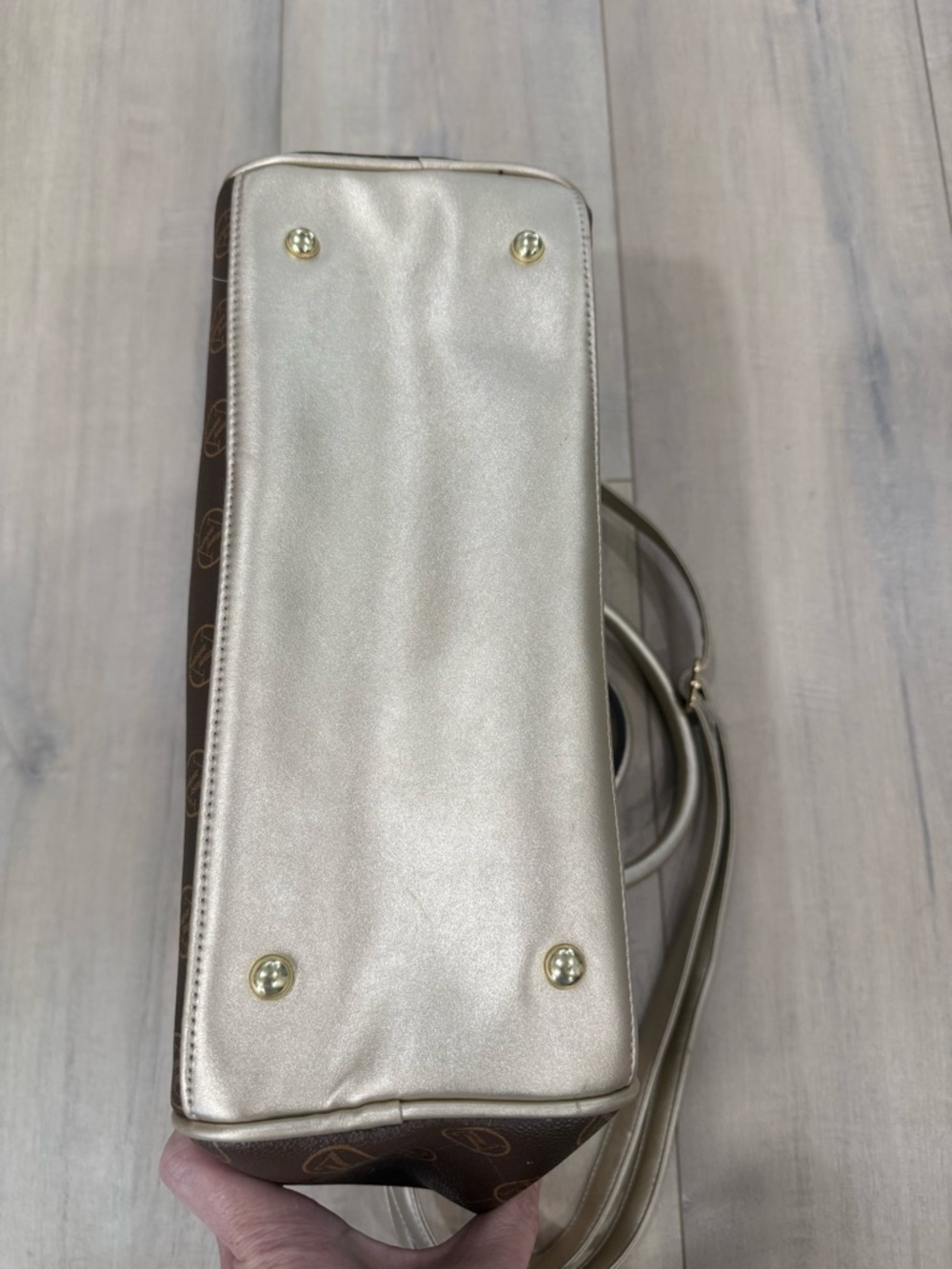 Adrienne Vittadini Brown Satchel with Champagne Handles & Trim - Picture 8 of 9
